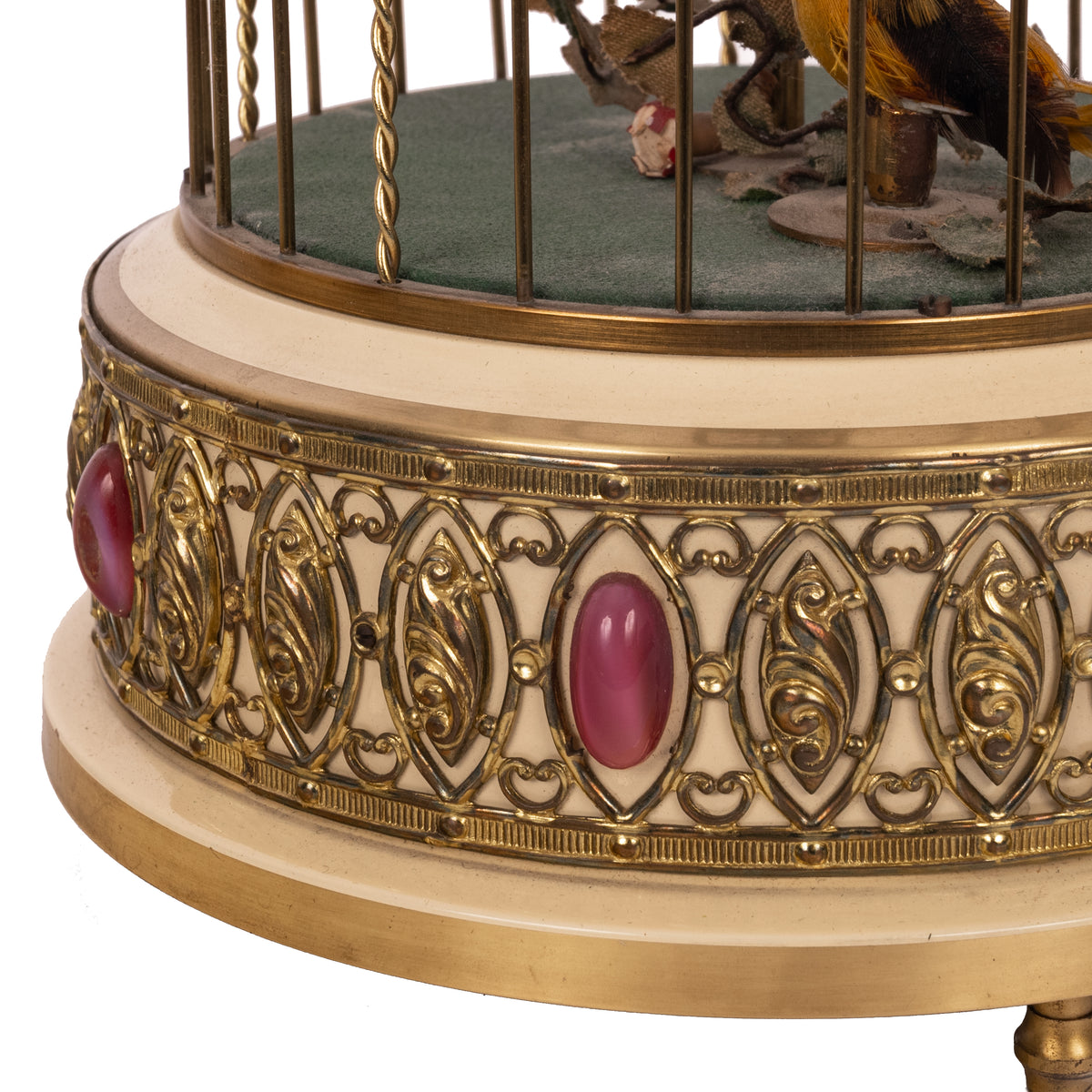 Antique German Singing Twin Bird Cage Music Box Automaton Karl Griesbaum, Circa 1950