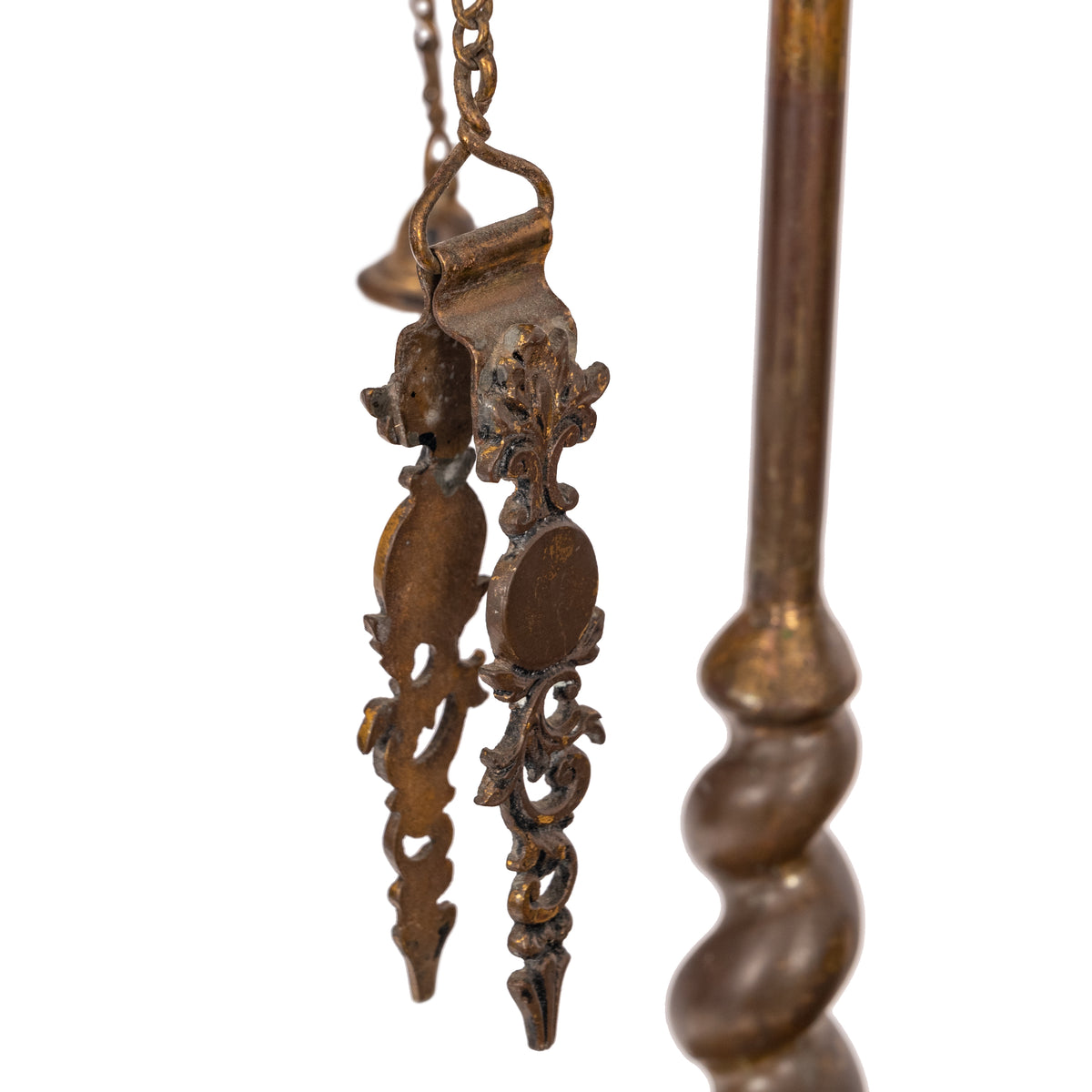 Antique Italian Renaissance Brass Lucerne Florentine Chatelaine Oil Lamp, Circa 1860