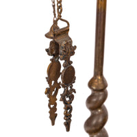 Antique Italian Renaissance Brass Lucerne Florentine Chatelaine Oil Lamp, Circa 1860