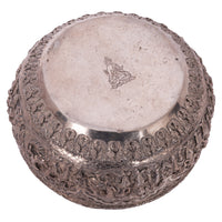 Antique Burmese Repousse Silver Buddhist Thabeik Offering Bowl Guanyin Mark, 1890