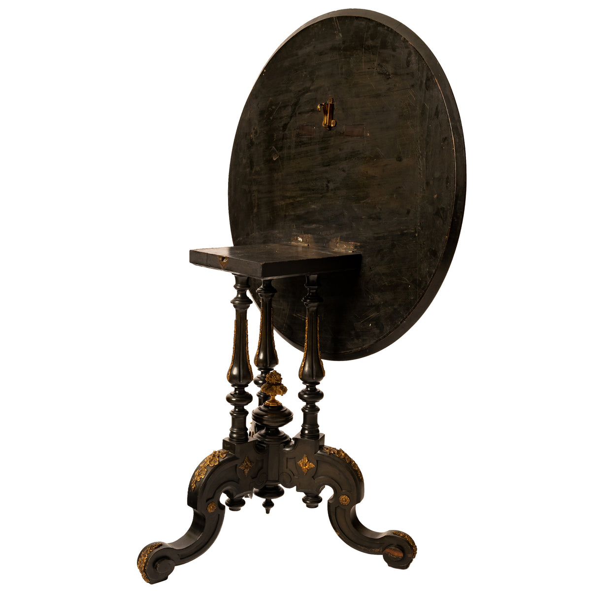 Antique French Specimen Wood Louis XV Marquetry Ormolu Round Tilt-Top Table, Circa 1870