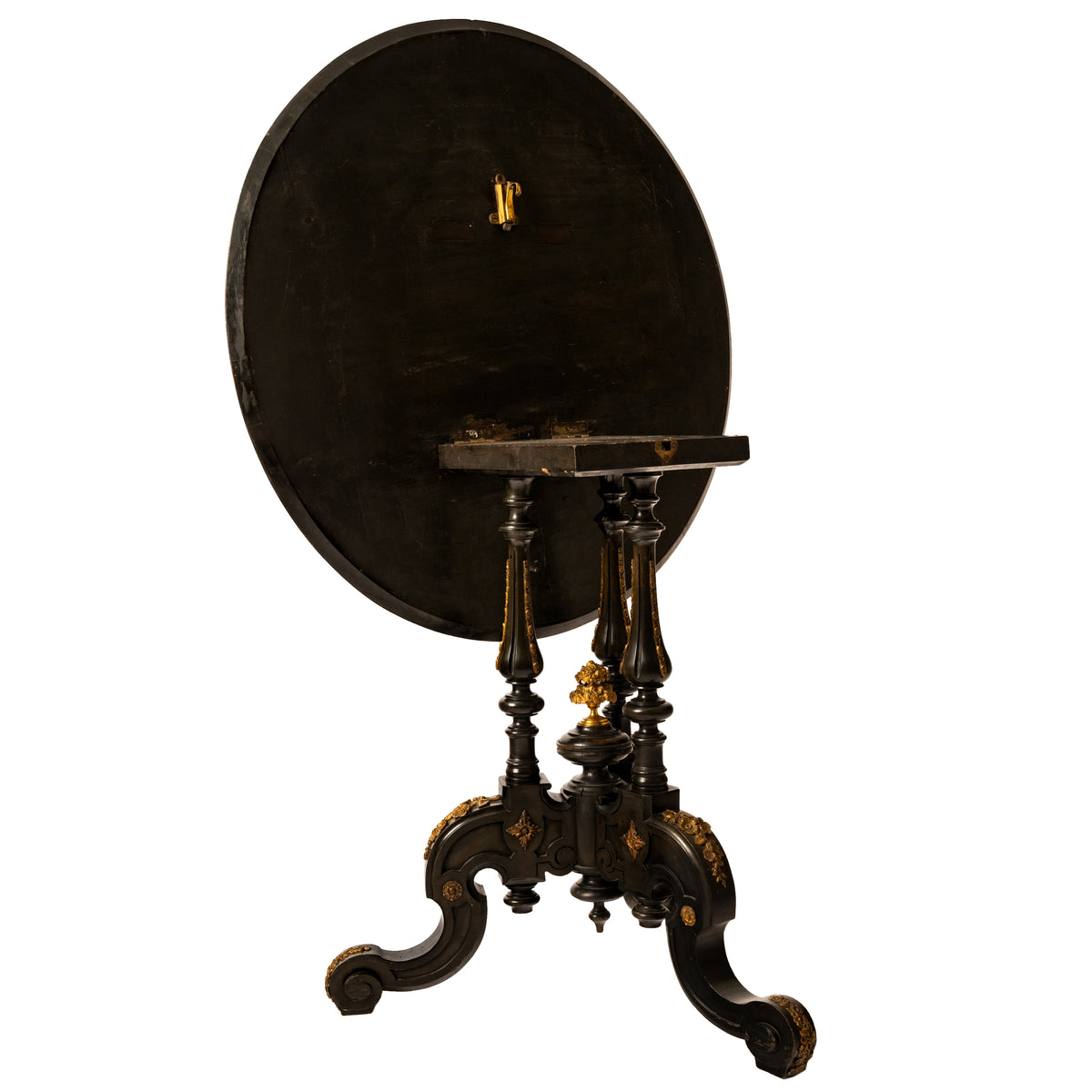Antique French Specimen Wood Louis XV Marquetry Ormolu Round Tilt-Top Table, Circa 1870
