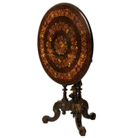 Antique French Specimen Wood Louis XV Marquetry Ormolu Round Tilt-Top Table, Circa 1870
