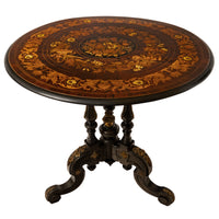Antique French Specimen Wood Louis XV Marquetry Ormolu Round Tilt-Top Table, Circa 1870