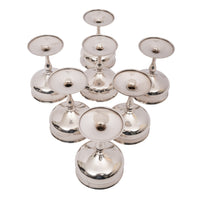 7 Antique American Sterling Silver Gilt Art Deco Sherbet Cocktail Wine Goblets, Circa 1928.