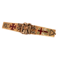 Antique Scottish Rite 33rd Degree 18k Gold Enamel Jewel Masonic Bar Pin, 1890