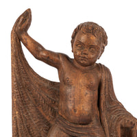 Antique 17th Century Italian Baroque Carved Limewood Putto Sculpture Statue