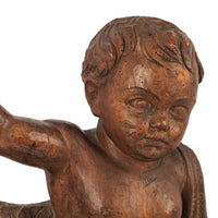 Antique 17th Century Italian Baroque Carved Limewood Putto Sculpture Statue