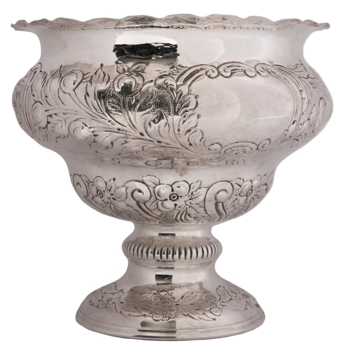 Irish Sterling Silver Repousse Engraved Bowl William Egan Cork Dublin, 1911