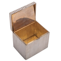 Antique Russian Imperial Silver Gilt Ribbed Cigar Box Humidor Moscow, 1886