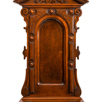 Antique Pair of American High Back Walnut Renaissance Revival Carved Hall Chairs, Circa 1870