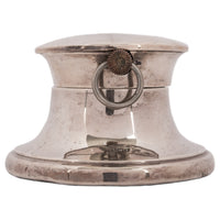 Antique Sterling Silver Walker & Hall Sheffield Capstan Desk Inkwell Clock, 1906