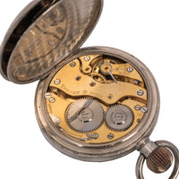 Antique Sterling Silver Walker & Hall Sheffield Capstan Desk Inkwell Clock, 1906
