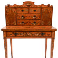 Antique George III Edwardian Adam Style Satinwood Painted Desk Bonheur du Jour, Circa 1890