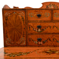 Antique George III Edwardian Adam Style Satinwood Painted Desk Bonheur du Jour, Circa 1890