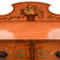 Antique George III Edwardian Adam Style Satinwood Painted Desk Bonheur du Jour, Circa 1890