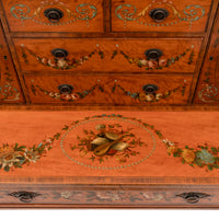 Antique George III Edwardian Adam Style Satinwood Painted Desk Bonheur du Jour, Circa 1890