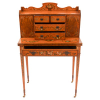 Antique George III Edwardian Adam Style Satinwood Painted Desk Bonheur du Jour, Circa 1890