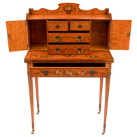 Antique George III Edwardian Adam Style Satinwood Painted Desk Bonheur du Jour, Circa 1890