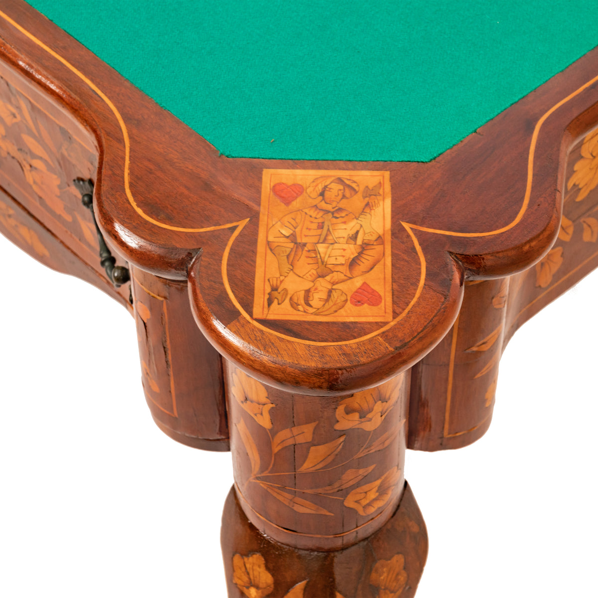 Pair Antique 18th Century Dutch Walnut Marquetry Card Game Console Tables, Circa 1820