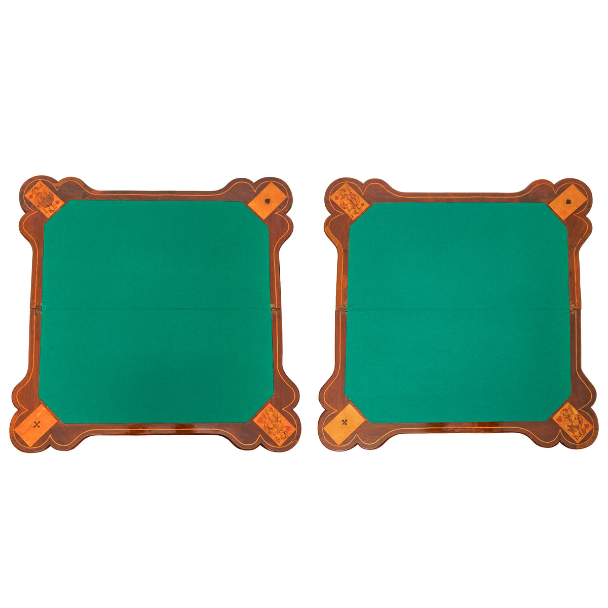 Pair Antique 18th Century Dutch Walnut Marquetry Card Game Console Tables, Circa 1820