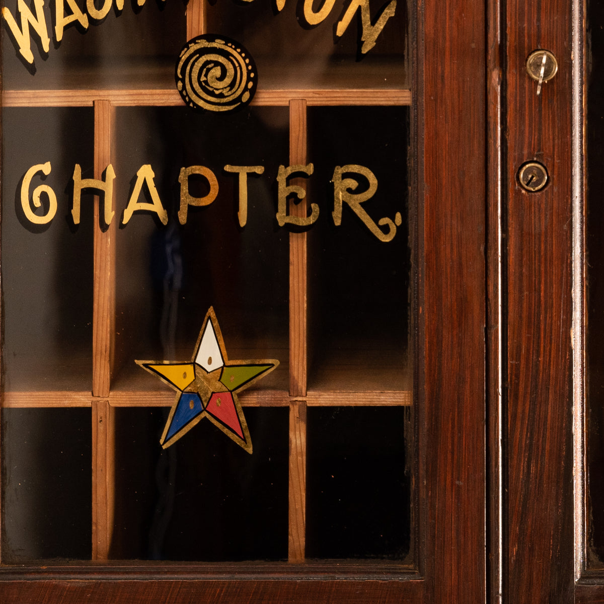 Antique Masonic Temple Display Filing Cabinet Bookcase Washington Lodge, Circa 1880