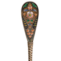 Antique Imperial Russian Sliver Gilt Cloisonné Enamel Tea Strainer Moscow, Circa 1908