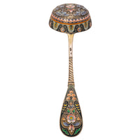 Antique Imperial Russian Sliver Gilt Cloisonné Enamel Tea Strainer Moscow, Circa 1908