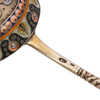 Antique Imperial Russian Sliver Gilt Cloisonné Enamel Tea Strainer Moscow, Circa 1908