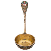Antique Imperial Russian Sliver Gilt Cloisonné Enamel Tea Strainer Moscow, Circa 1908