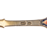 Antique Imperial Russian Silver Gilt Cloisonné Shovel Caddy Spoon Moscow, 1908