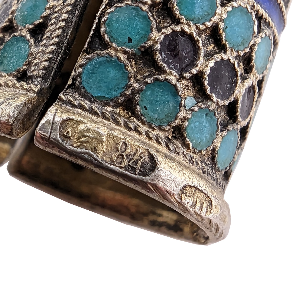 Antique Russian Imperial Silver Gilt Cloisonné Table Dinner Bell Moscow, Circa 1908