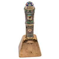 Antique Russian Imperial Silver Gilt Cloisonné Table Dinner Bell Moscow, Circa 1908