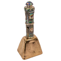 Antique Russian Imperial Silver Gilt Cloisonné Table Dinner Bell Moscow, Circa 1908
