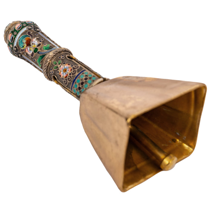 Antique Russian Imperial Silver Gilt Cloisonné Table Dinner Bell Moscow, Circa 1908