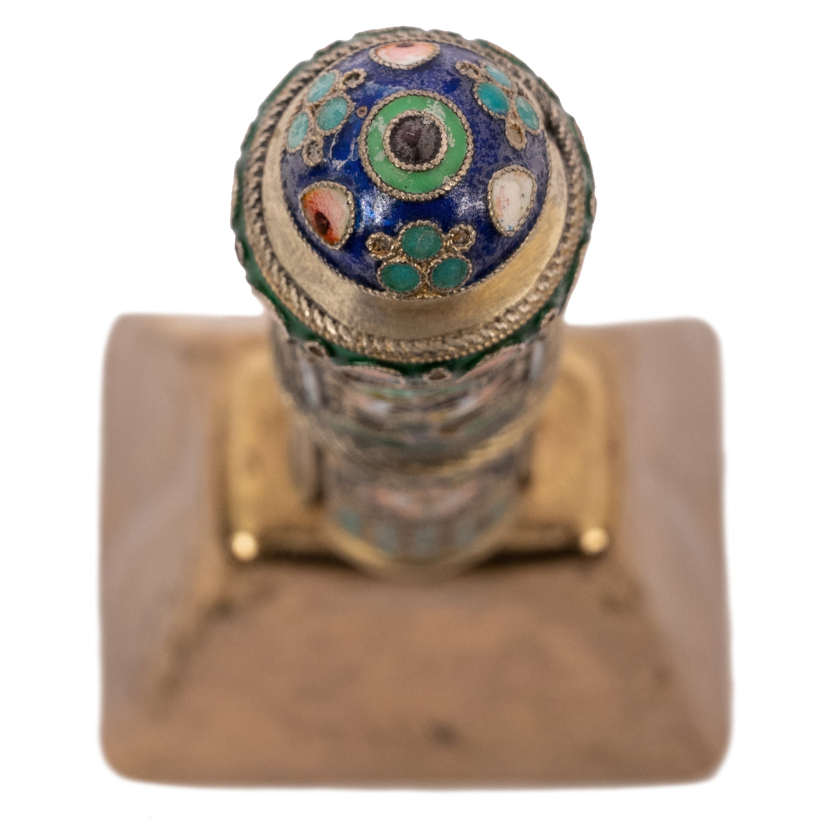 Antique Russian Imperial Silver Gilt Cloisonné Table Dinner Bell Moscow, Circa 1908