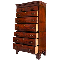 Antique English Georgian George III Figured Cuban Mahogany Chest on Chest, Circa 1780