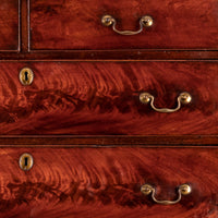 Antique English Georgian George III Figured Cuban Mahogany Chest on Chest, Circa 1780