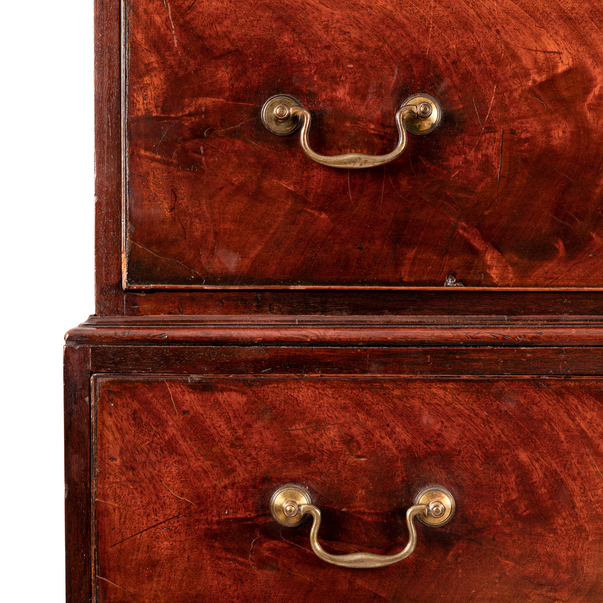 Antique English Georgian George III Figured Cuban Mahogany Chest on Chest, Circa 1780