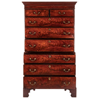 Antique English Georgian George III Figured Cuban Mahogany Chest on Chest, Circa 1780