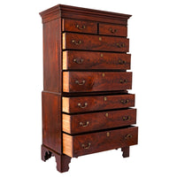 Antique English Georgian George III Figured Cuban Mahogany Chest on Chest, Circa 1780