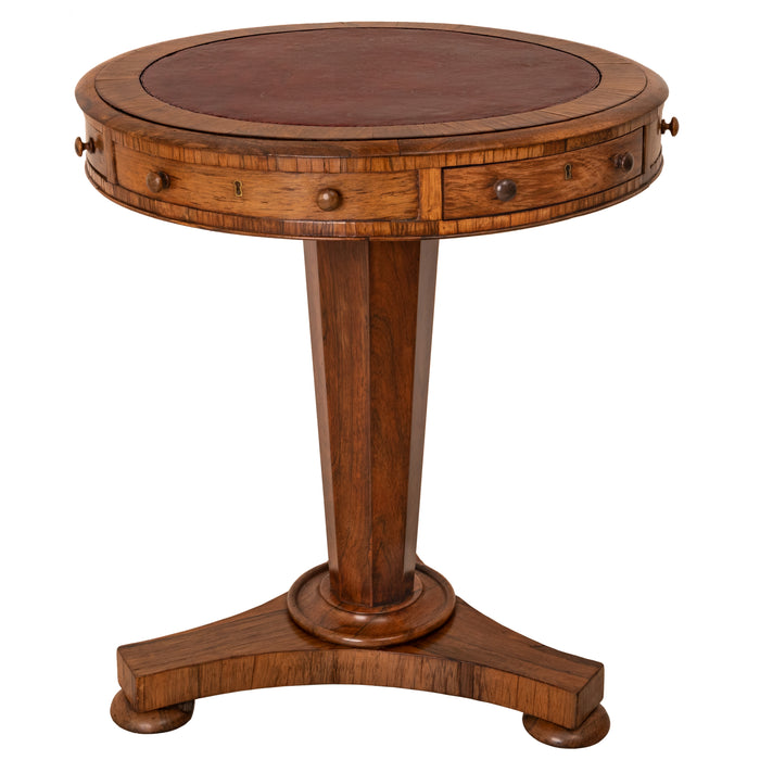 Antique Georgian Regency Brazilian Rosewood Pedestal Drum Center Table, Circa 1825