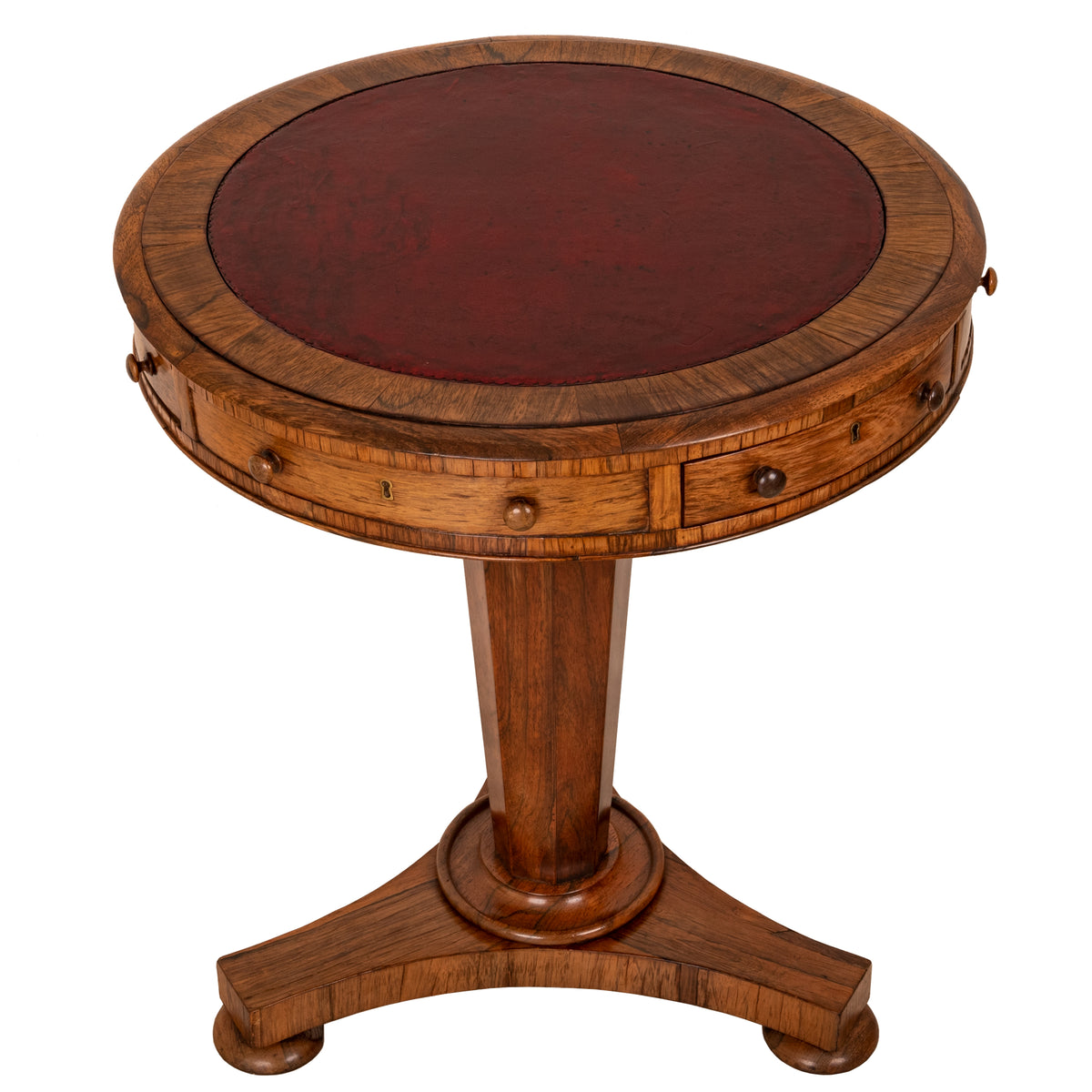 Antique Georgian Regency Brazilian Rosewood Pedestal Drum Center Table, Circa 1825