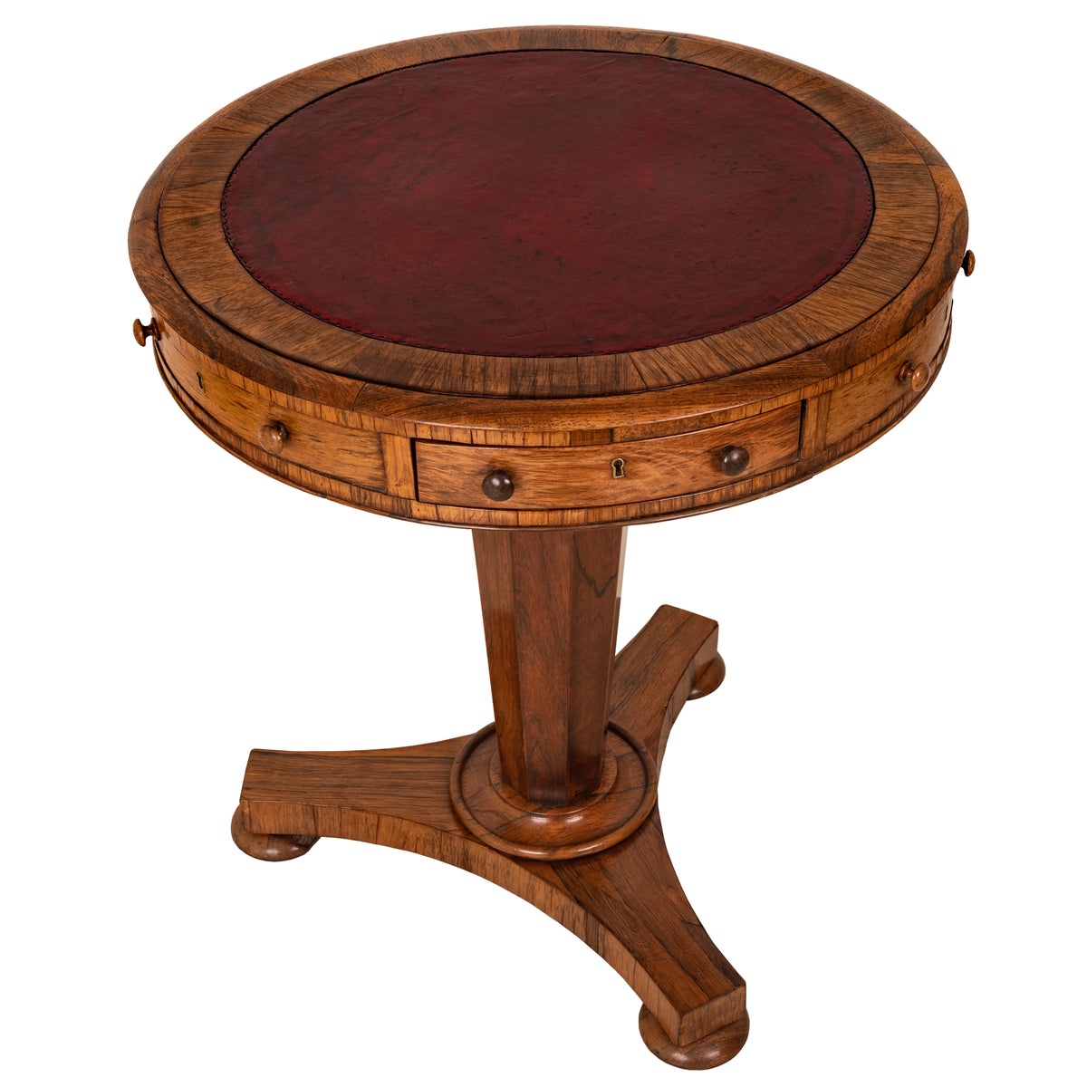 Antique Georgian Regency Brazilian Rosewood Pedestal Drum Center Table, Circa 1825