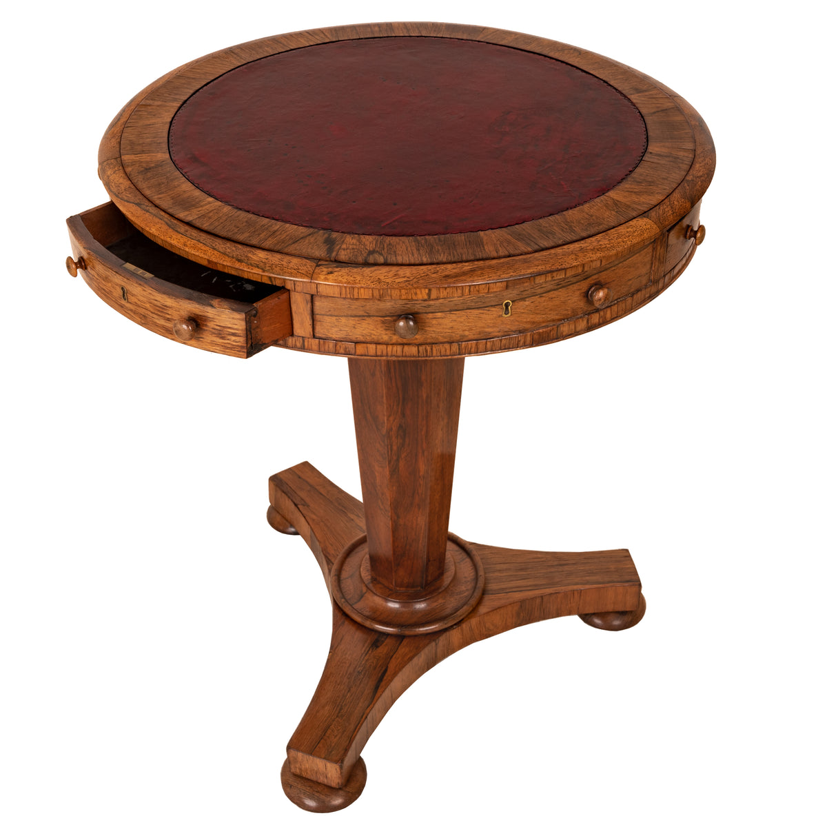 Antique Georgian Regency Brazilian Rosewood Pedestal Drum Center Table, Circa 1825