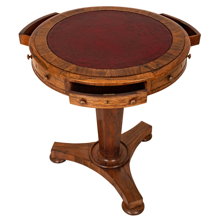 Antique Georgian Regency Brazilian Rosewood Pedestal Drum Center Table, Circa 1825