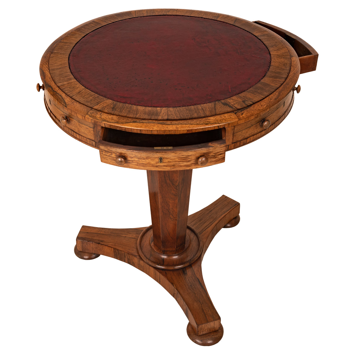Antique Georgian Regency Brazilian Rosewood Pedestal Drum Center Table, Circa 1825