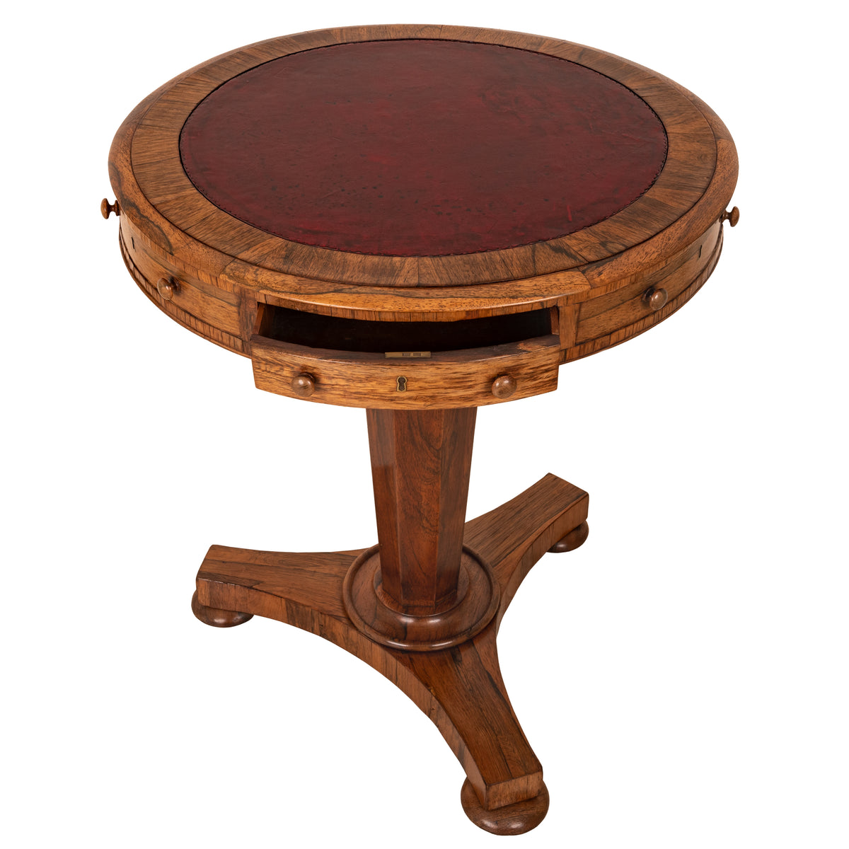 Antique Georgian Regency Brazilian Rosewood Pedestal Drum Center Table, Circa 1825