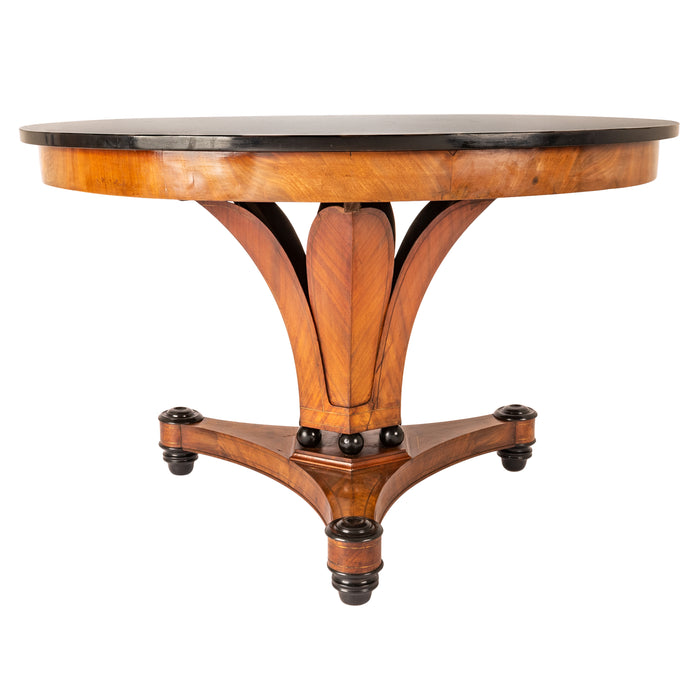 Antique Austrian Biedermeier Circular Walnut Dining Center Table Ebonized, Circa 1820