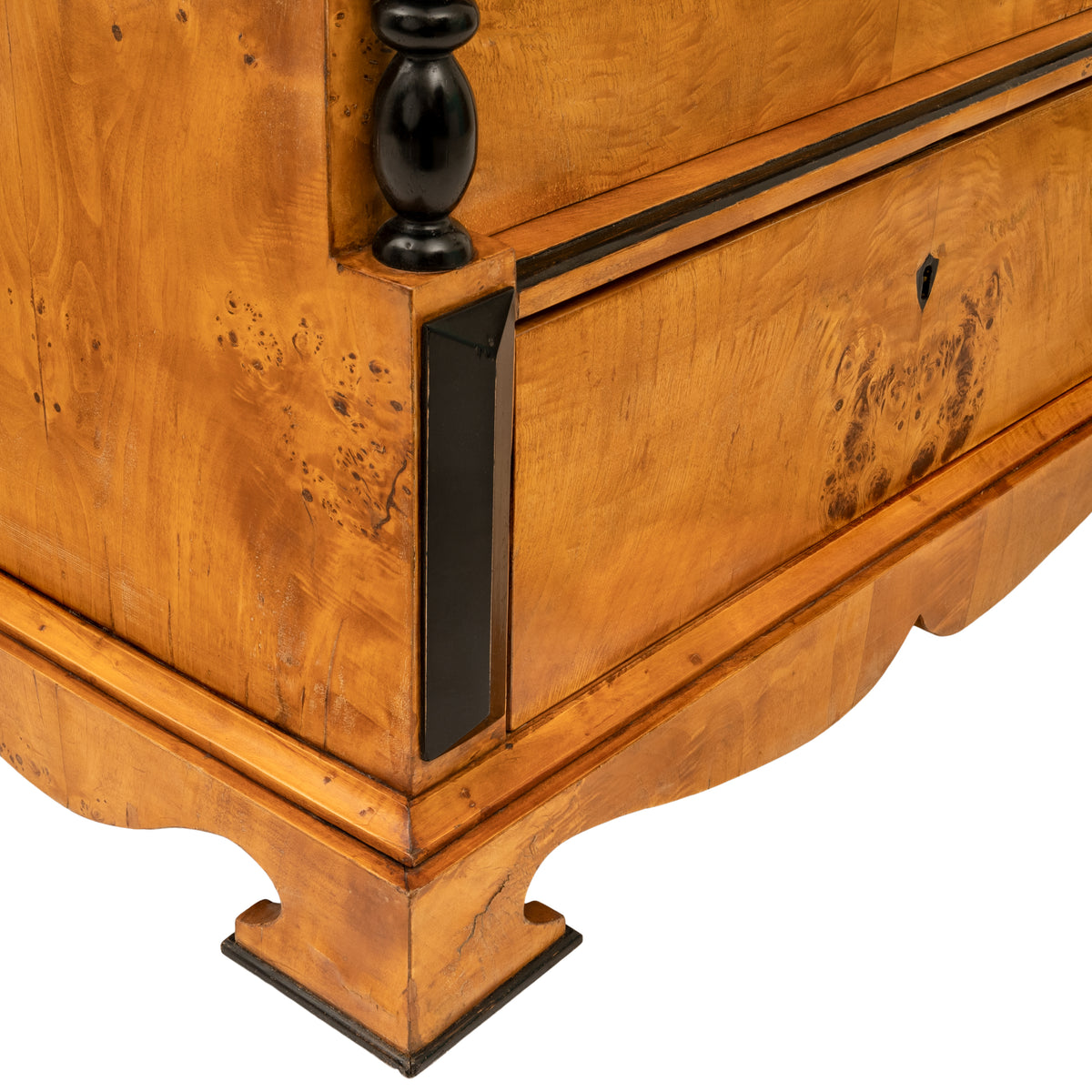 Antique Swedish Biedermeier Golden Birch Ebonized Chest of Drawers Dresser, Circa 1820